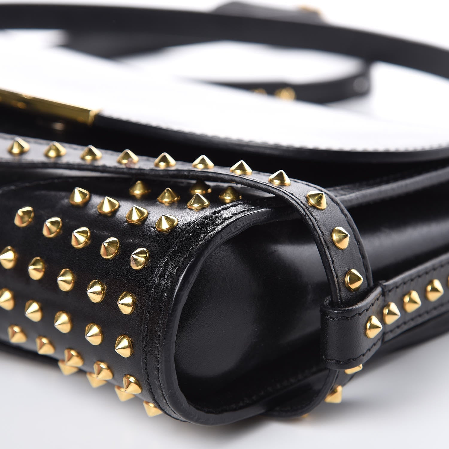 Burberry Polished Bridle Calfskin Studded Small Abbott Crossbody Bag Black 12 of 13