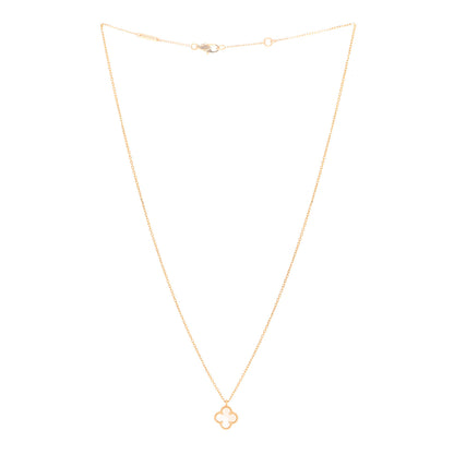 Van Cleef & Arpels 18K Yellow Gold Mother of Pearl Sweet Alhambra Pendant Necklace 3 of 6