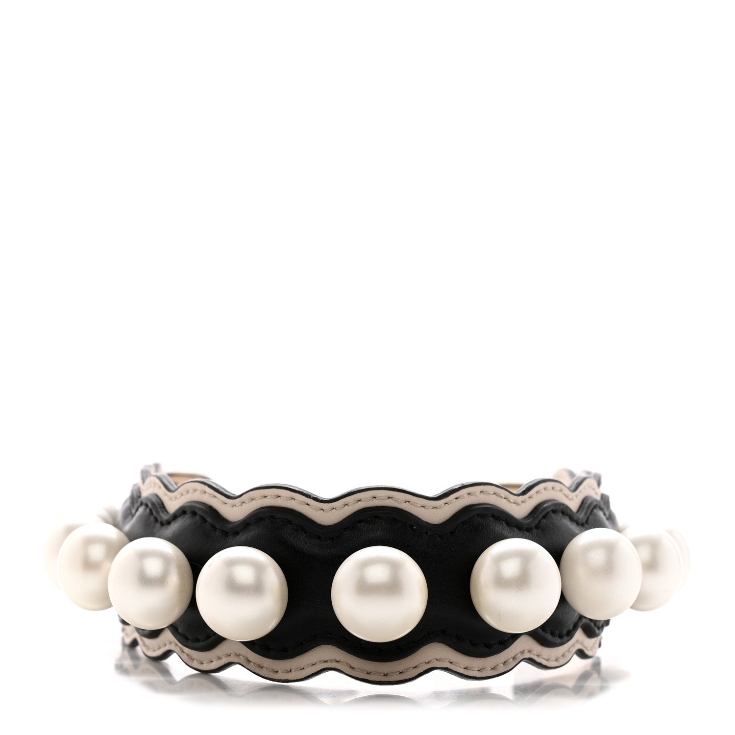 Fendi Calfskin Pearl Embellished Mini Strap You Black Camelia 1 of 4