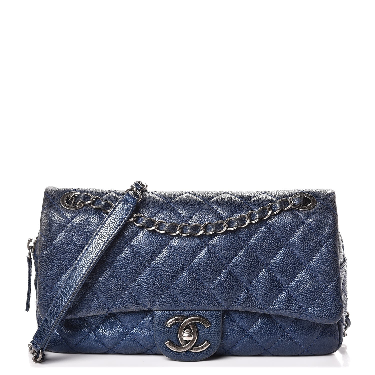 Chanel Iridescent Caviar Quilted Small Chic Flap Dark Blue 1 of 10