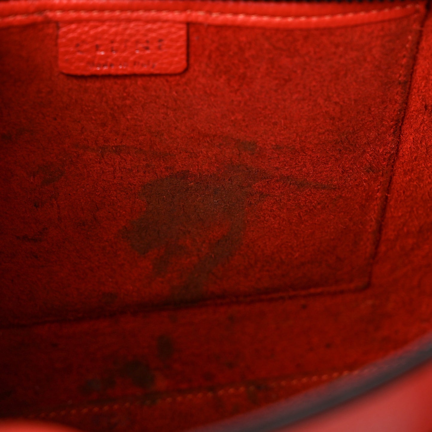 Drummed Calfskin Nano Luggage Vermillion