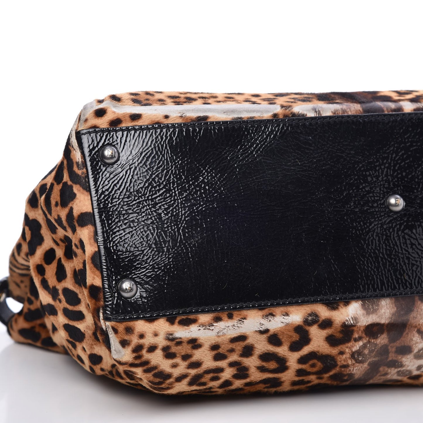 Calf Hair Leopard Print Zucca Large Peekaboo Iconic Satchel Tobacco