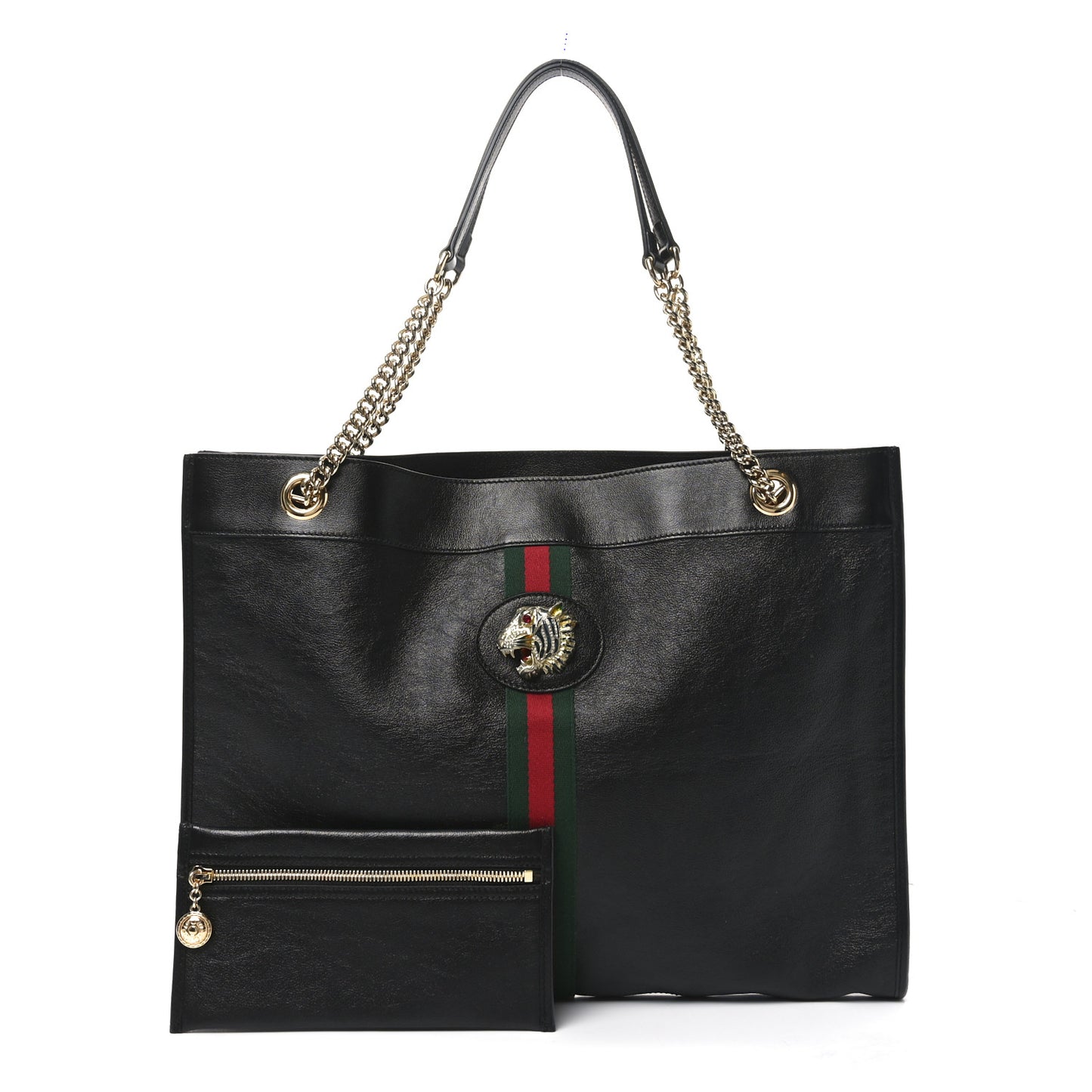 Calfskin Large Rajah Chain Tote Black