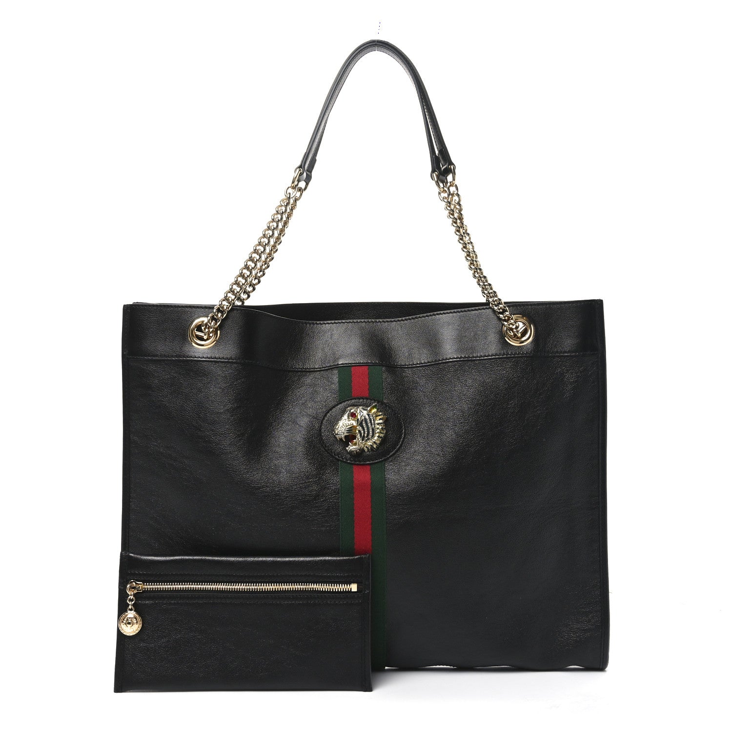 Gucci Calfskin Large Rajah Chain Tote Black 3 of 11