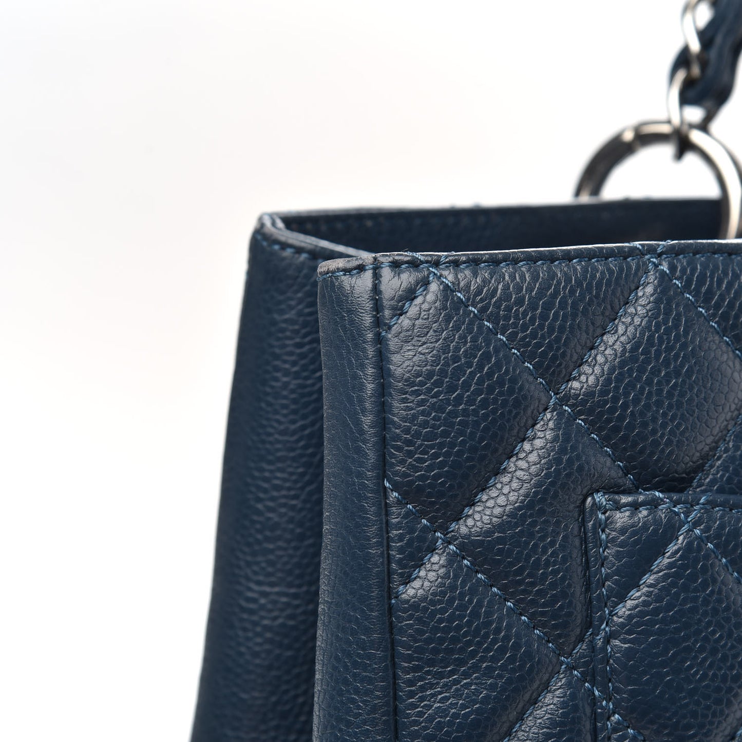 Caviar Quilted Grand Shopping Tote GST Dark Blue