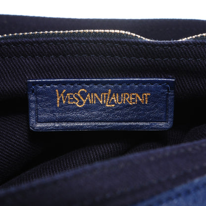 Saint Laurent Calfskin Canvas Medium Muse Two Navy 6 of 9