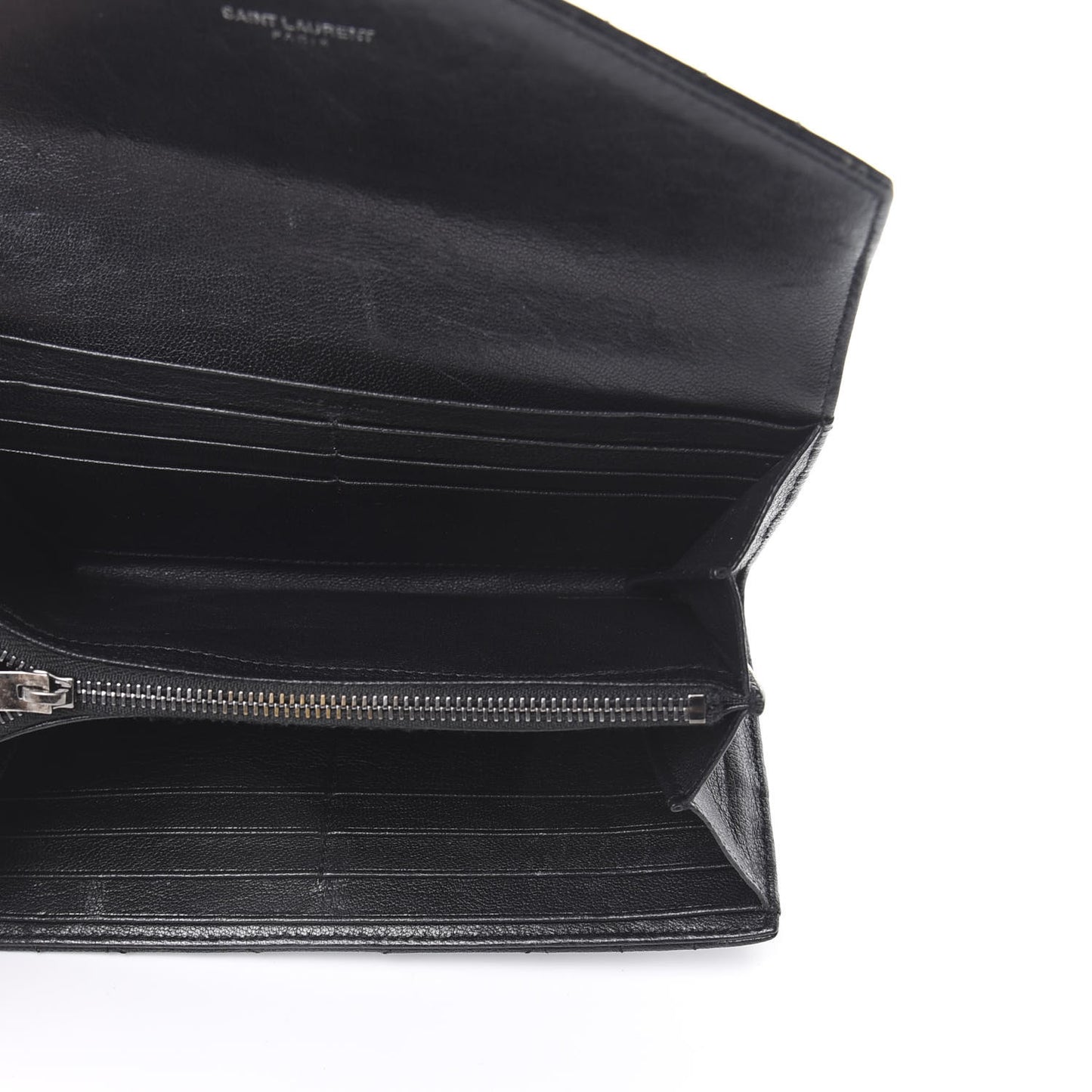 Lambskin Mixed Matelasse Quilted Large Monogram Envelope Wallet Black