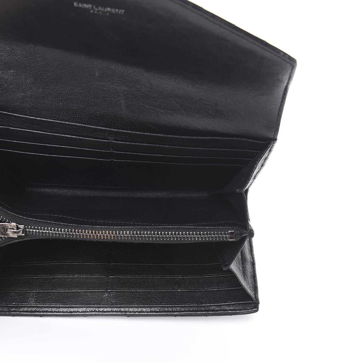 Saint Laurent Lambskin Mixed Matelasse Quilted Large Monogram Envelope Wallet Black 5 of 9