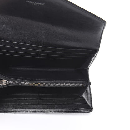 Saint Laurent Lambskin Mixed Matelasse Quilted Large Monogram Envelope Wallet Black 5 of 9