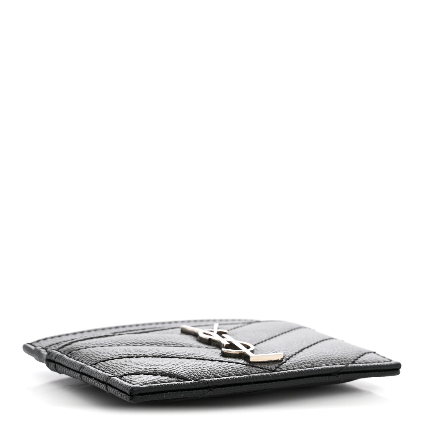 Grain De Poudre Matelasse Chevron Monogram Credit Card Case Black