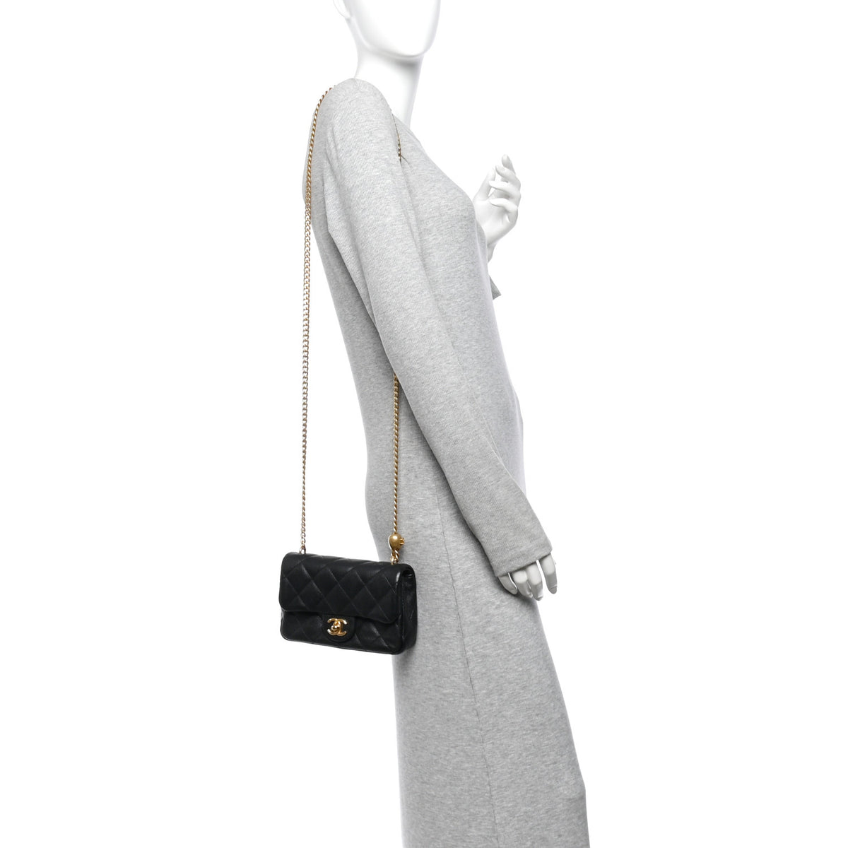Caviar Quilted Mini Sweetheart Rectangular Flap Black