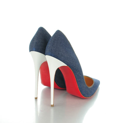 Christian Louboutin Denim Jazz Calf So Kate 120 Pumps 41 Blue White 4 of 7