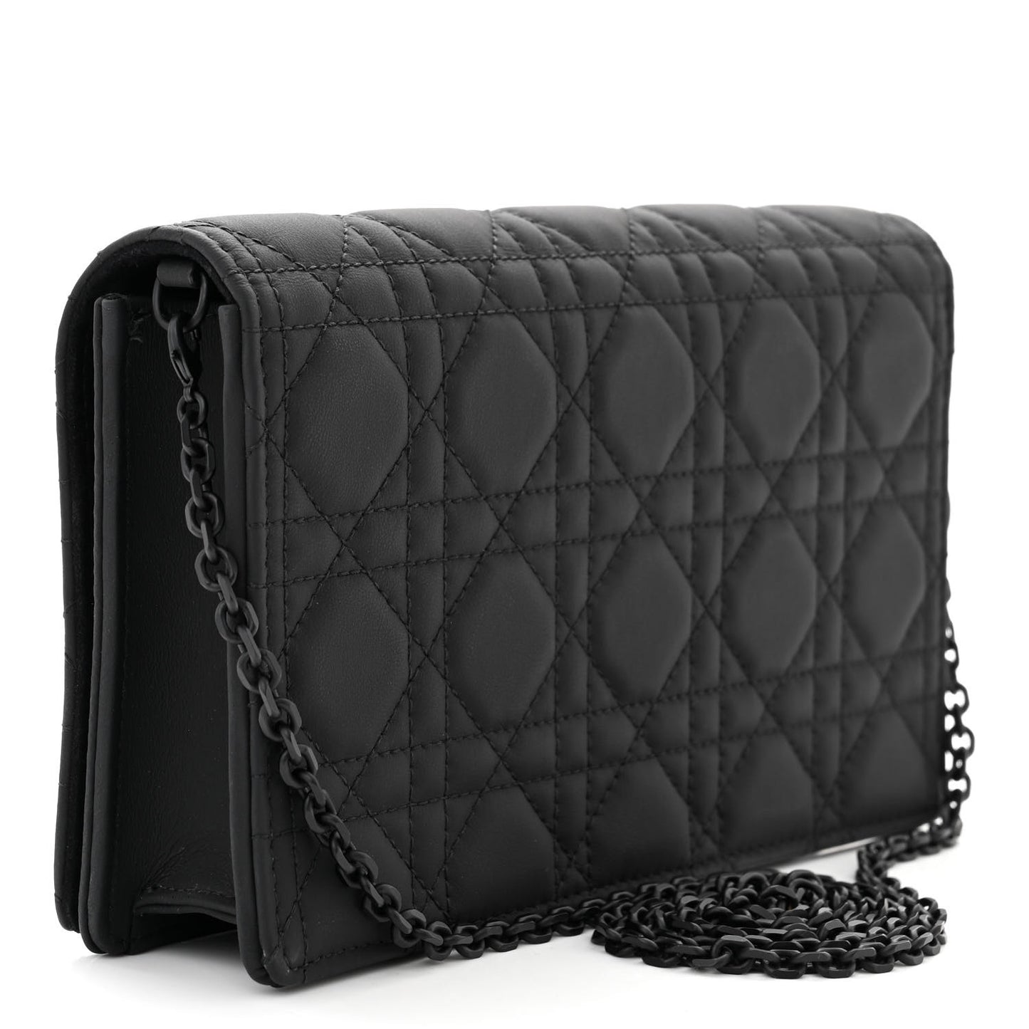 Ultra Matte Calfskin Cannage Lady Dior Clutch Black