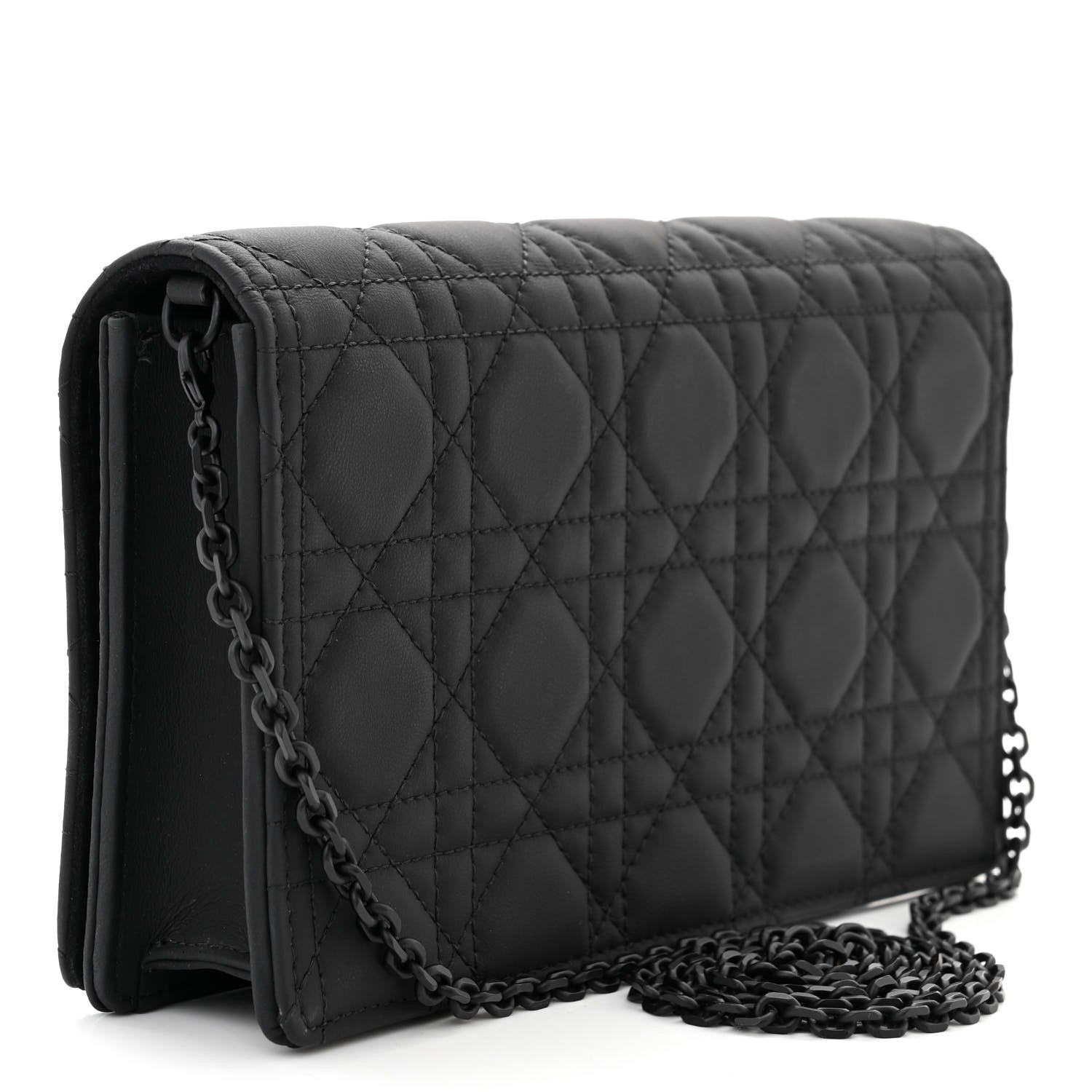 Christian Dior Ultra Matte Calfskin Cannage Lady Dior Clutch Black 4 of 13