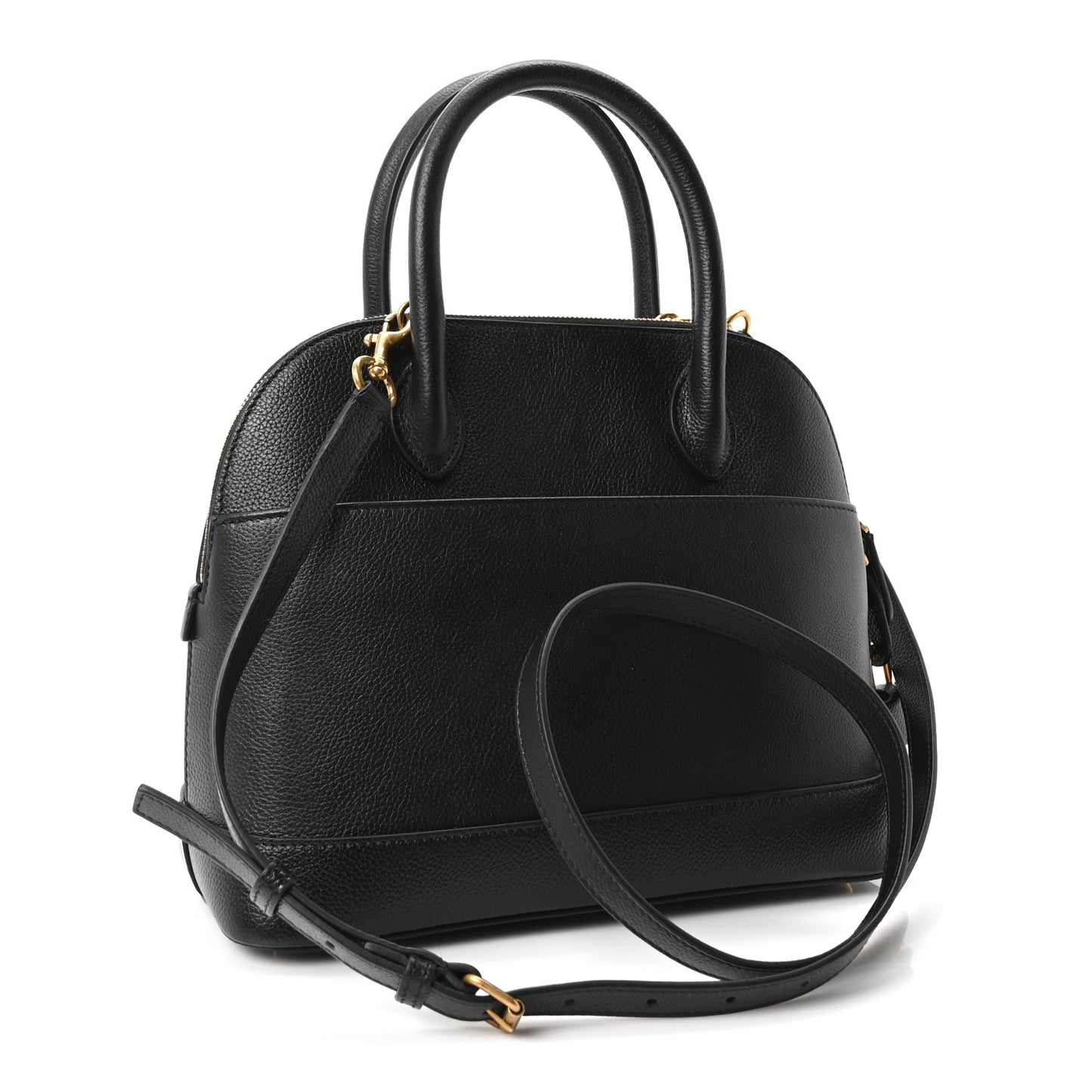 Grained Calfskin Logo S Ville Top Handle Bag Black White