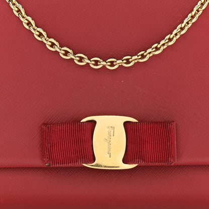 Salvatore Ferragamo Hammered Calfskin Mini Miss Vara Bow Chain Bag Red 7 of 9