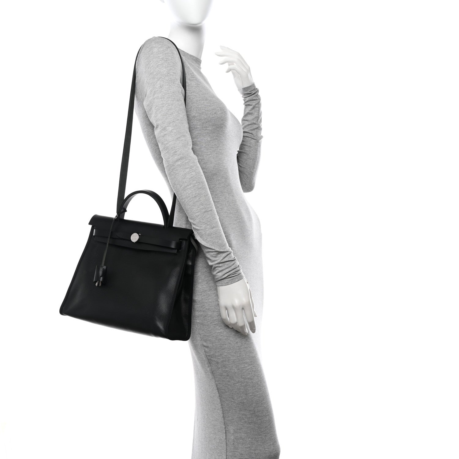 Hermes Toile H Berline Vache Hunter Herbag Zip PM 31 Black Ecru 2 of 13