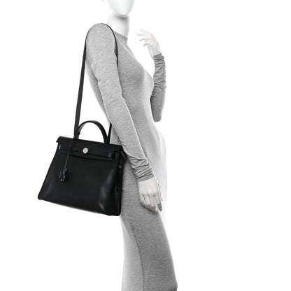 Hermes Toile H Berline Vache Hunter Herbag Zip PM 31 Black Ecru 2 of 13