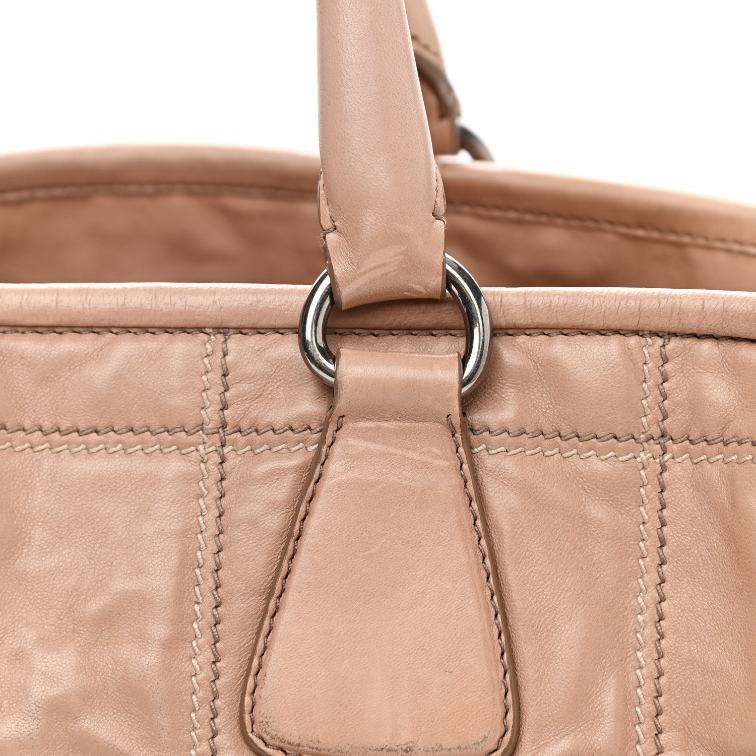 Prada Nappa Antique Stitched Satchel Cammeo 21 of 25