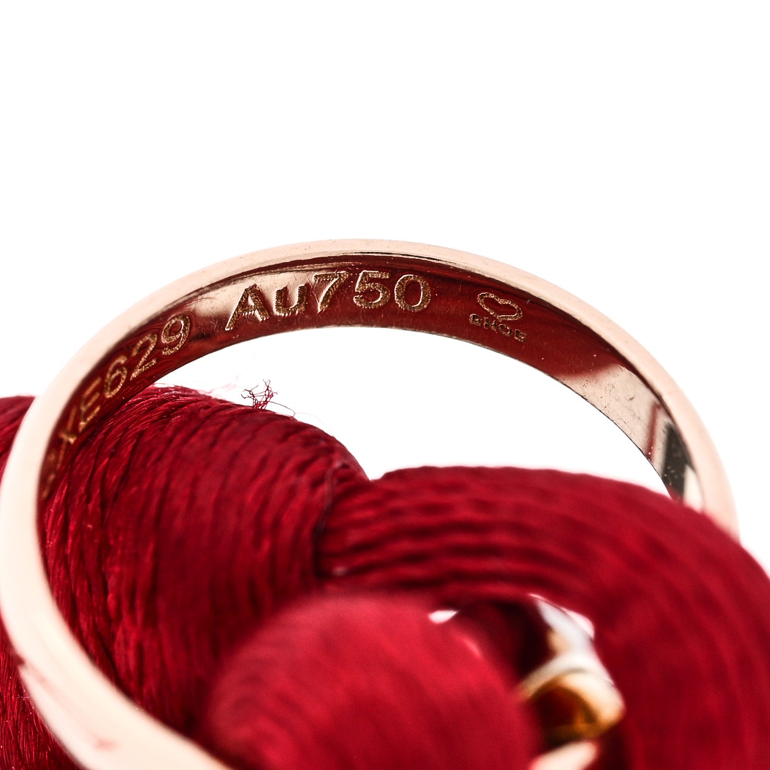 Cartier 18K Pink Yellow White Gold Trinity Cord Bracelet Red 5 of 5
