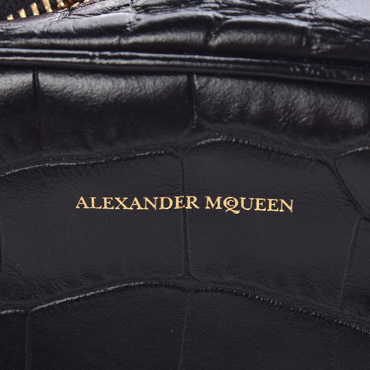 Calfskin Crocodile Embossed Mini Camera Shoulder Bag Black