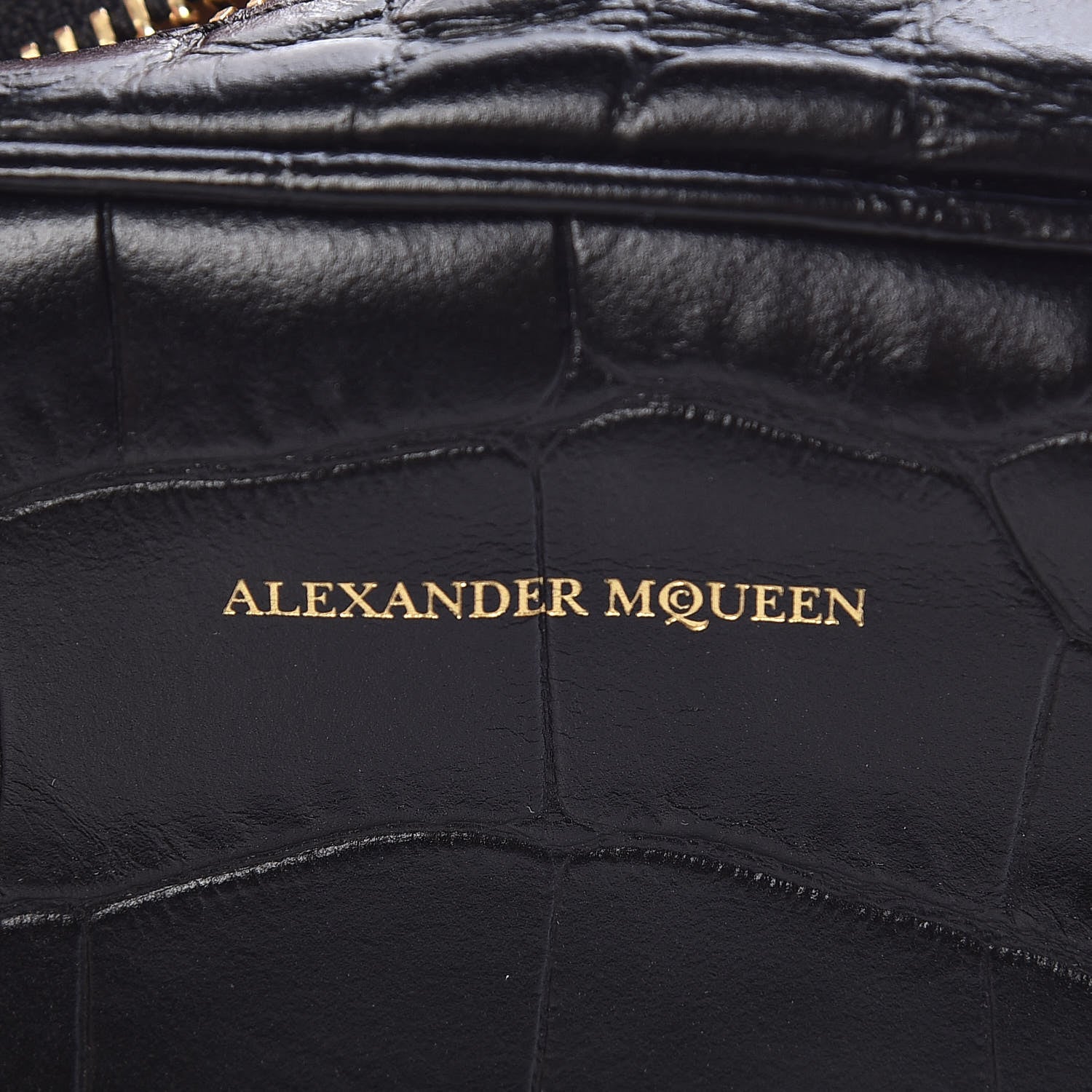 Alexander McQueen Calfskin Crocodile Embossed Mini Camera Shoulder Bag Black 9 of 10