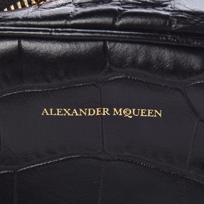 Alexander McQueen Calfskin Crocodile Embossed Mini Camera Shoulder Bag Black 9 of 10