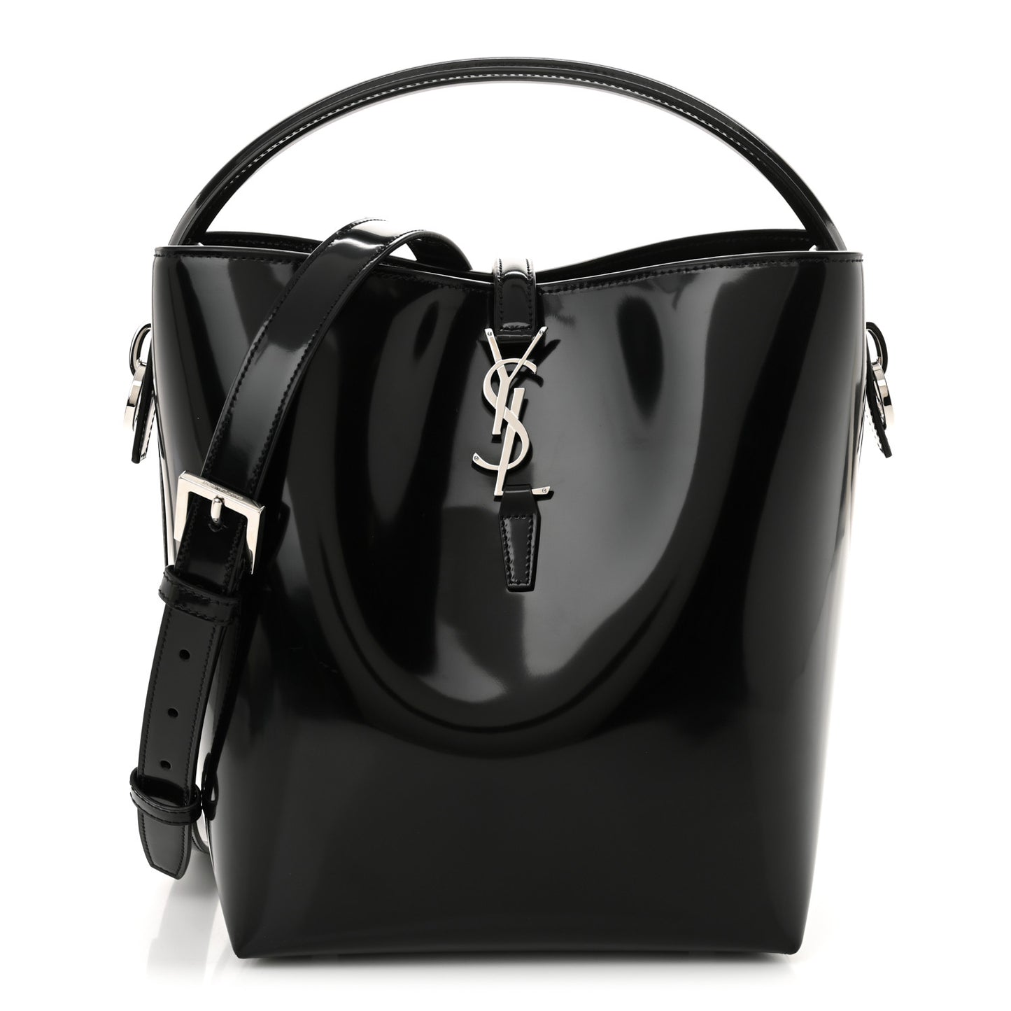 Patent Calfskin Le 37 Bucket Bag Black