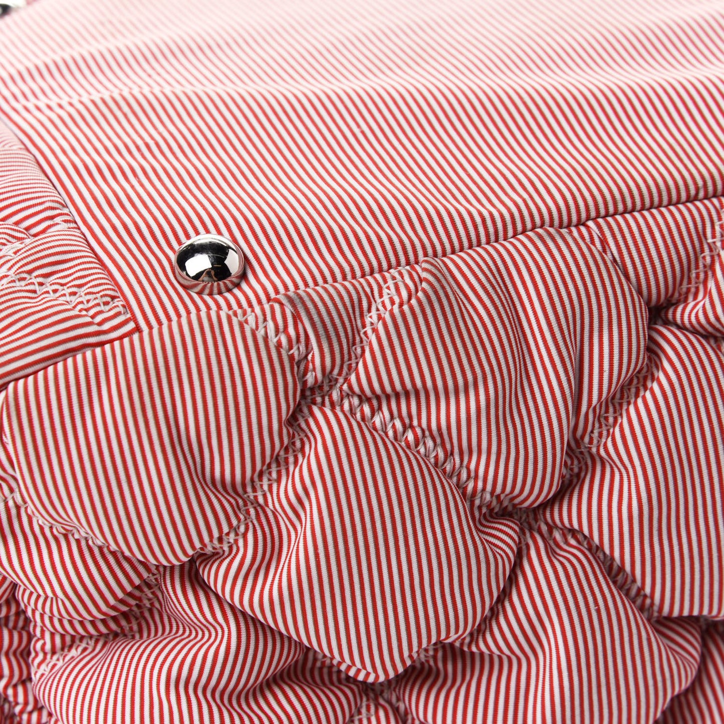 Nylon Bubble Striped Quilt Accordion Flap Red White