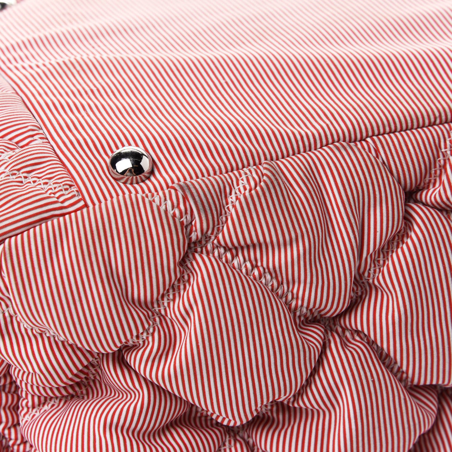 Chanel Nylon Bubble Striped Quilt Accordion Flap Red White 5 of 5