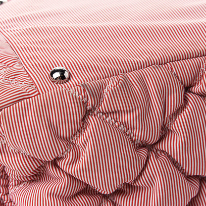Chanel Nylon Bubble Striped Quilt Accordion Flap Red White 5 of 5