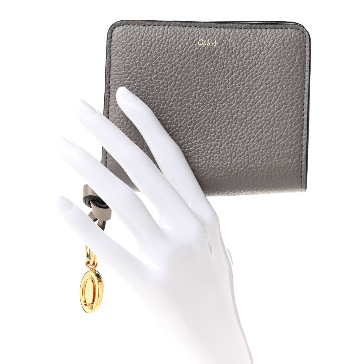 Chloe Grained Calfskin Alphabet Compact Wallet Cashmere Grey 2 of 8