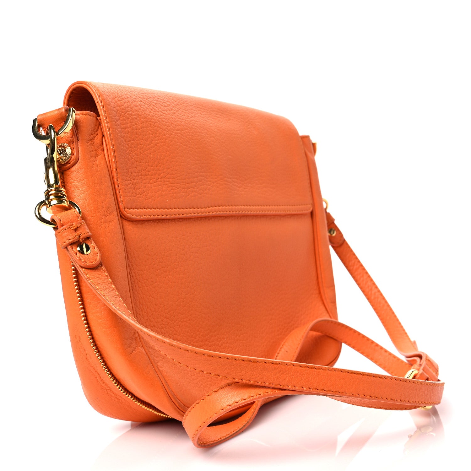 Versace Grained Calfskin Icon Crossbody Orange 2 of 6