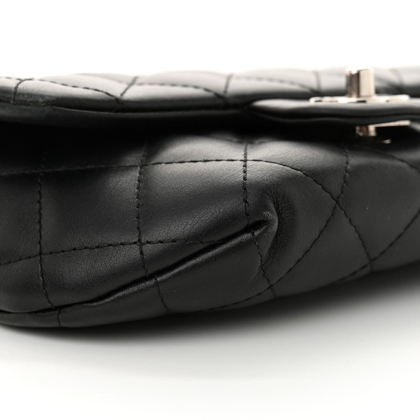 Calfskin Quilted CC Uniform Flap Belt Bag Black