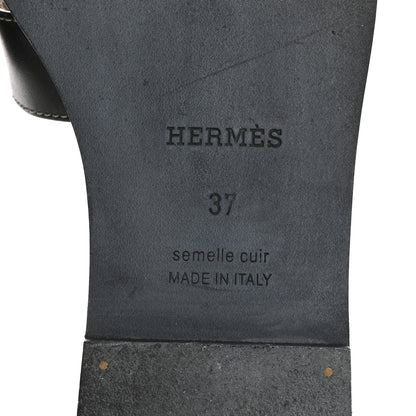 Hermes Box Calfskin Oran Sandals 37 Black 8 of 11