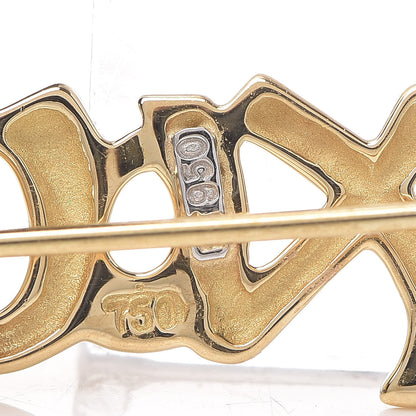 Tiffany 18K Yellow Gold Platinum Diamond XO Brooch Pin 6 of 6