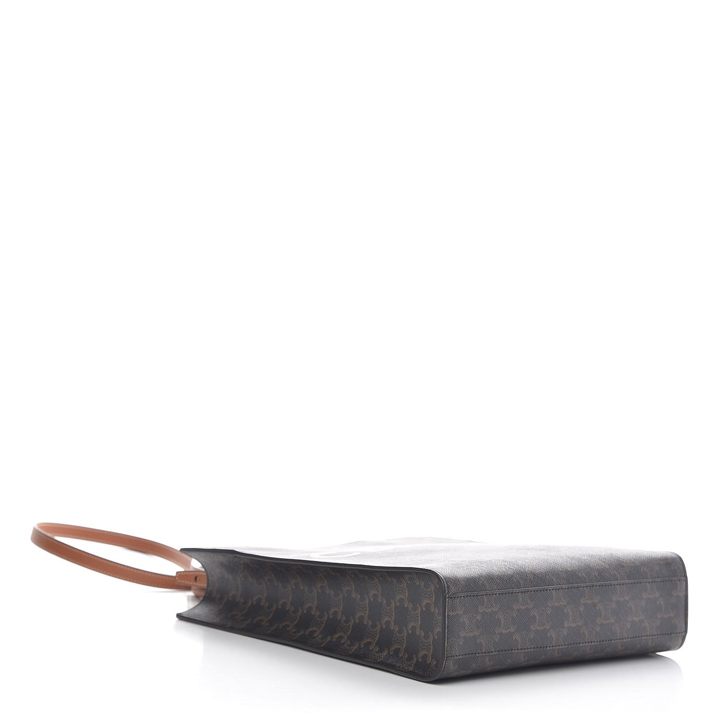 Triomphe Canvas Calfskin Small Vertical Cabas Tan