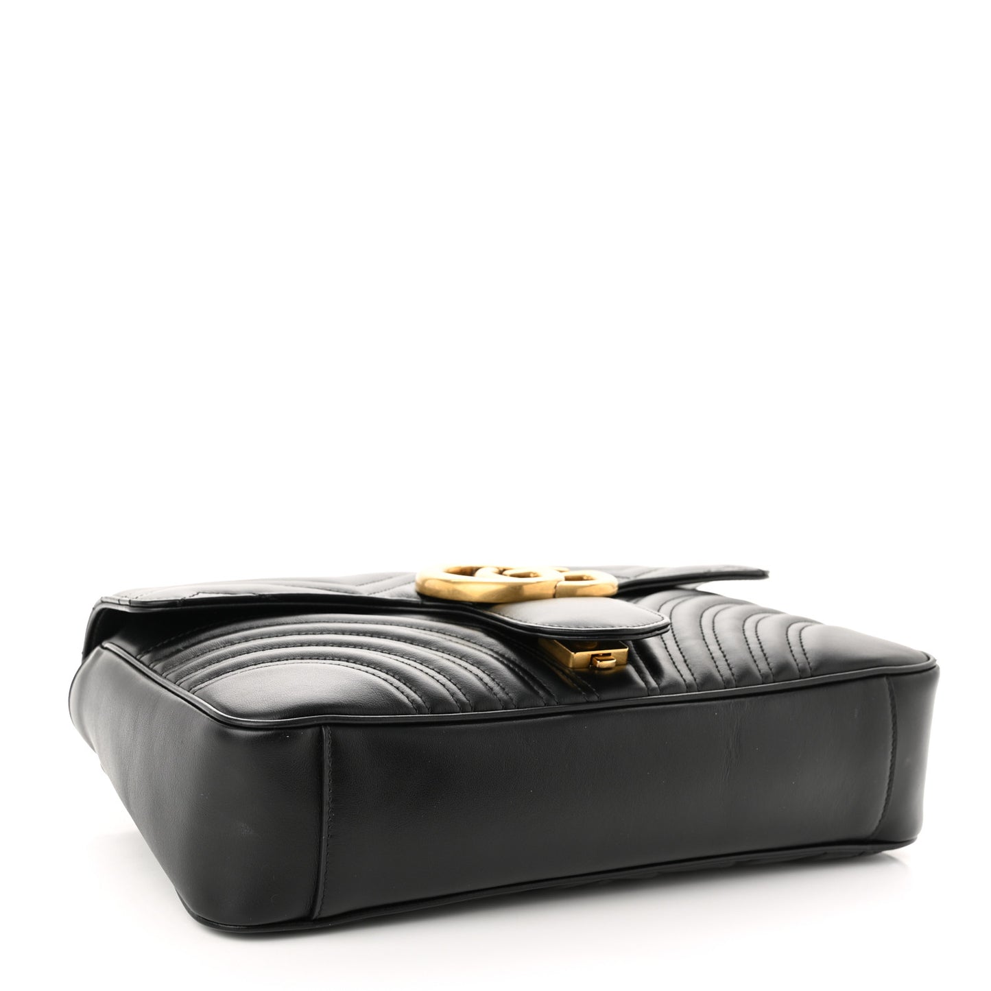 Calfskin Matelasse Medium GG Marmont Shoulder Bag Black