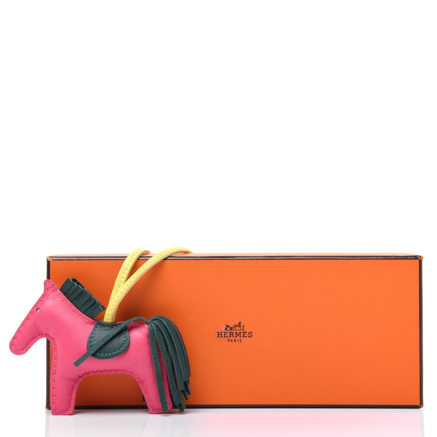 Hermes Milo Lambskin Grigri Rodeo Horse Bag Charm PM Rose Azalee Malachite Lime 6 of 6