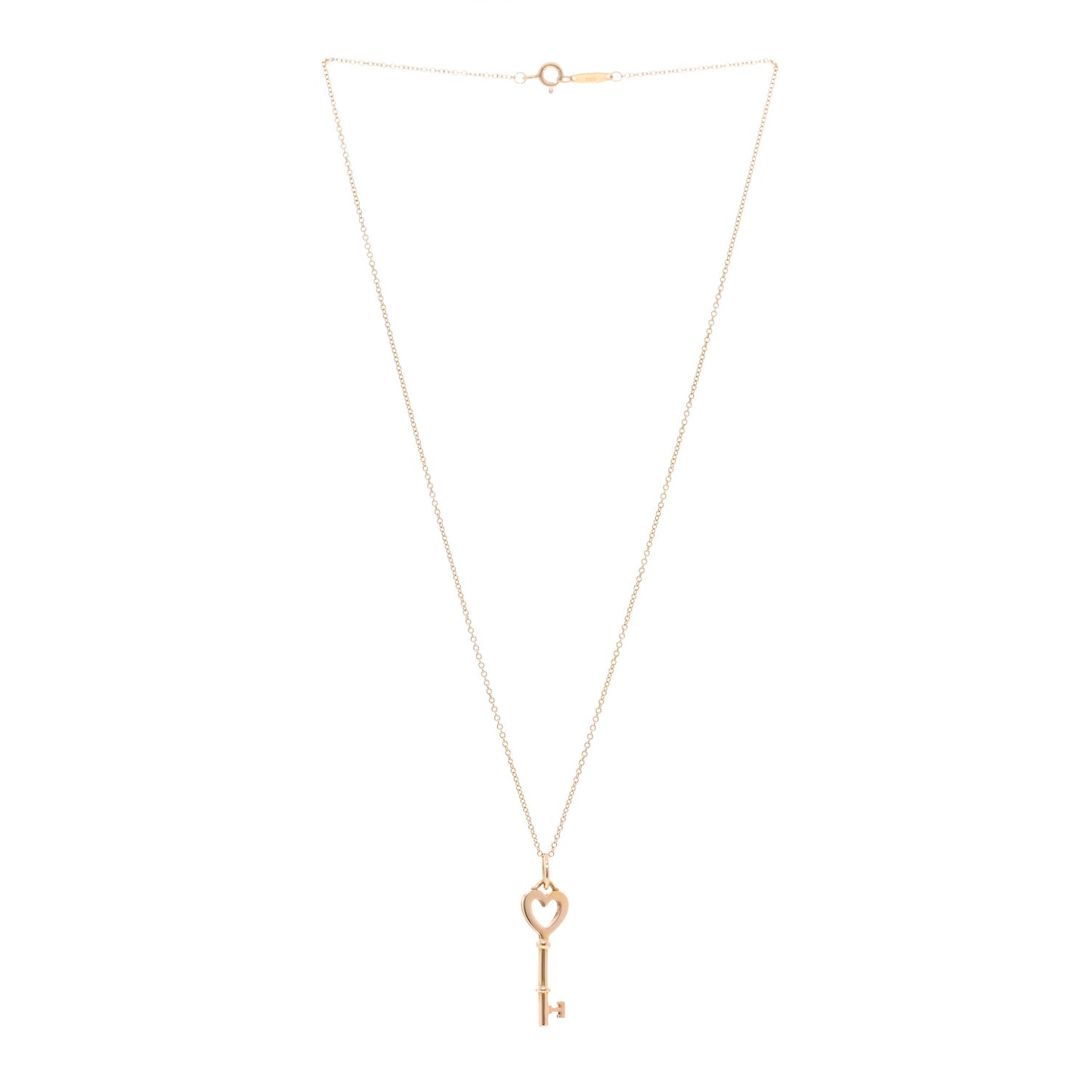 18K Rose Gold Mini Heart Key Pendant Necklace