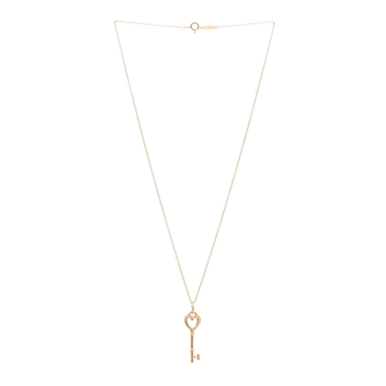 Tiffany 18K Rose Gold Mini Heart Key Pendant Necklace 3 of 6