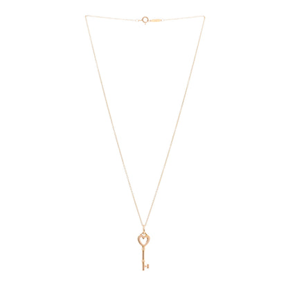 Tiffany 18K Rose Gold Mini Heart Key Pendant Necklace 3 of 6