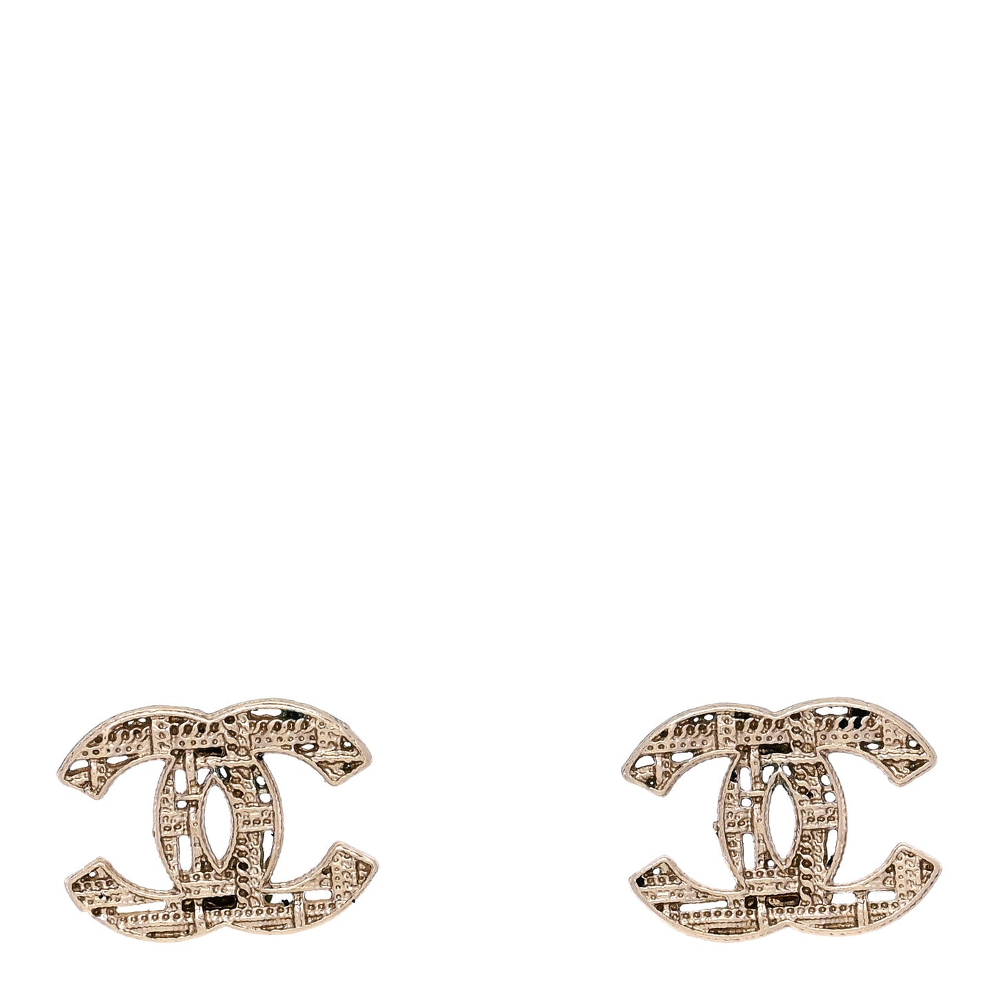 Tweed Effect CC Earrings Gold
