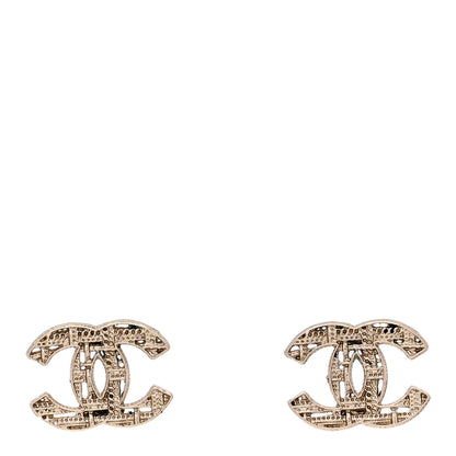 Chanel Tweed Effect CC Earrings Gold 1 of 5