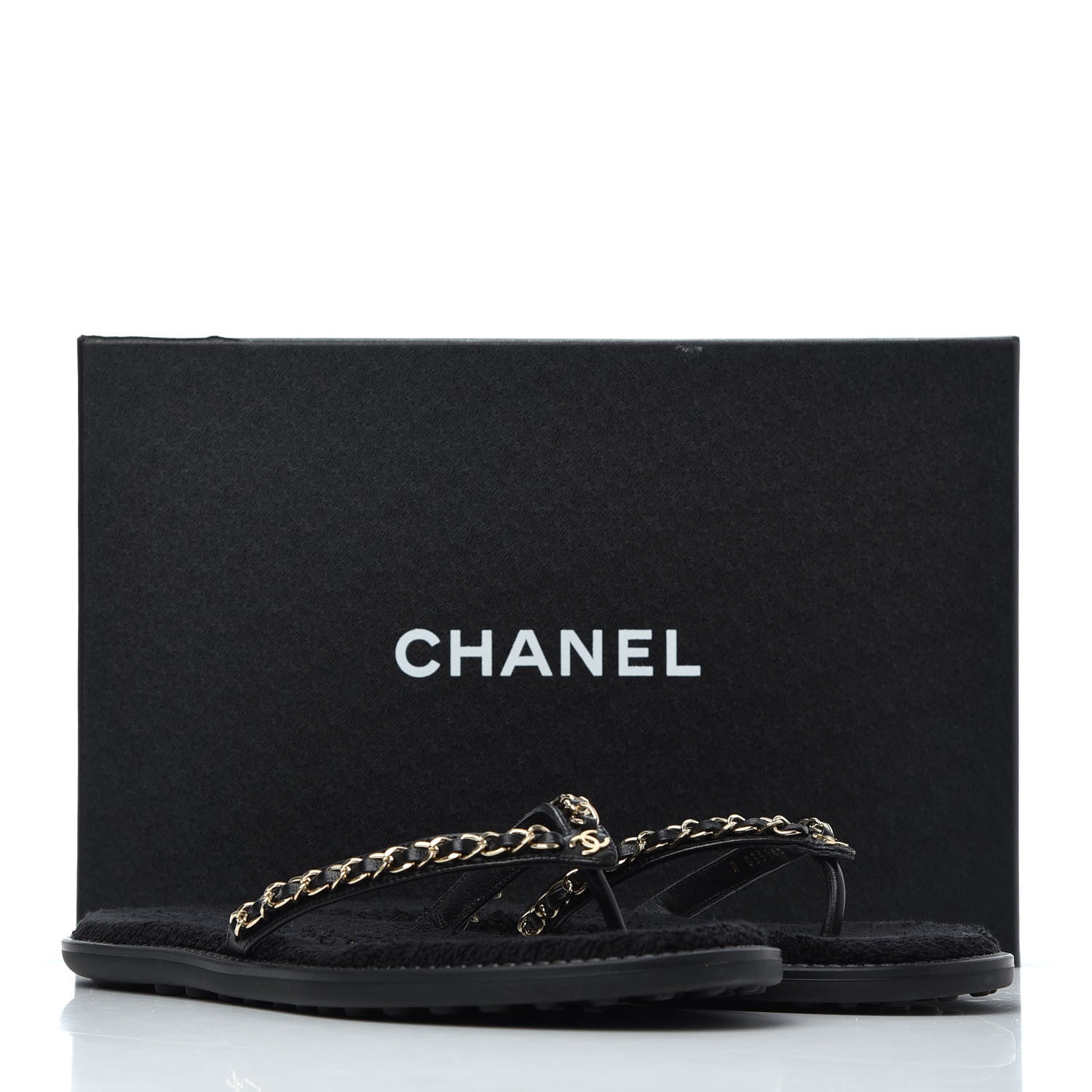 Chanel Lambskin CC Chain Thong Sandals 39 Black 14 of 14