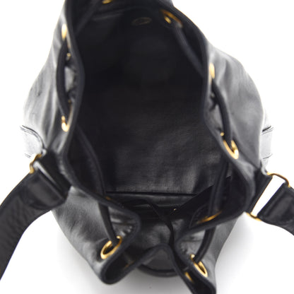 Chanel Lambskin CC Stitched Drawstring Bucket Bag Black 6 of 12