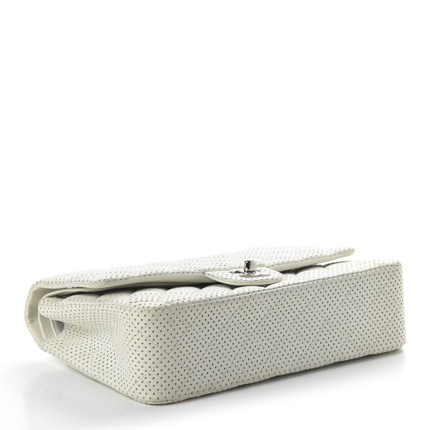Lambskin Perforated Medium Double Flap White