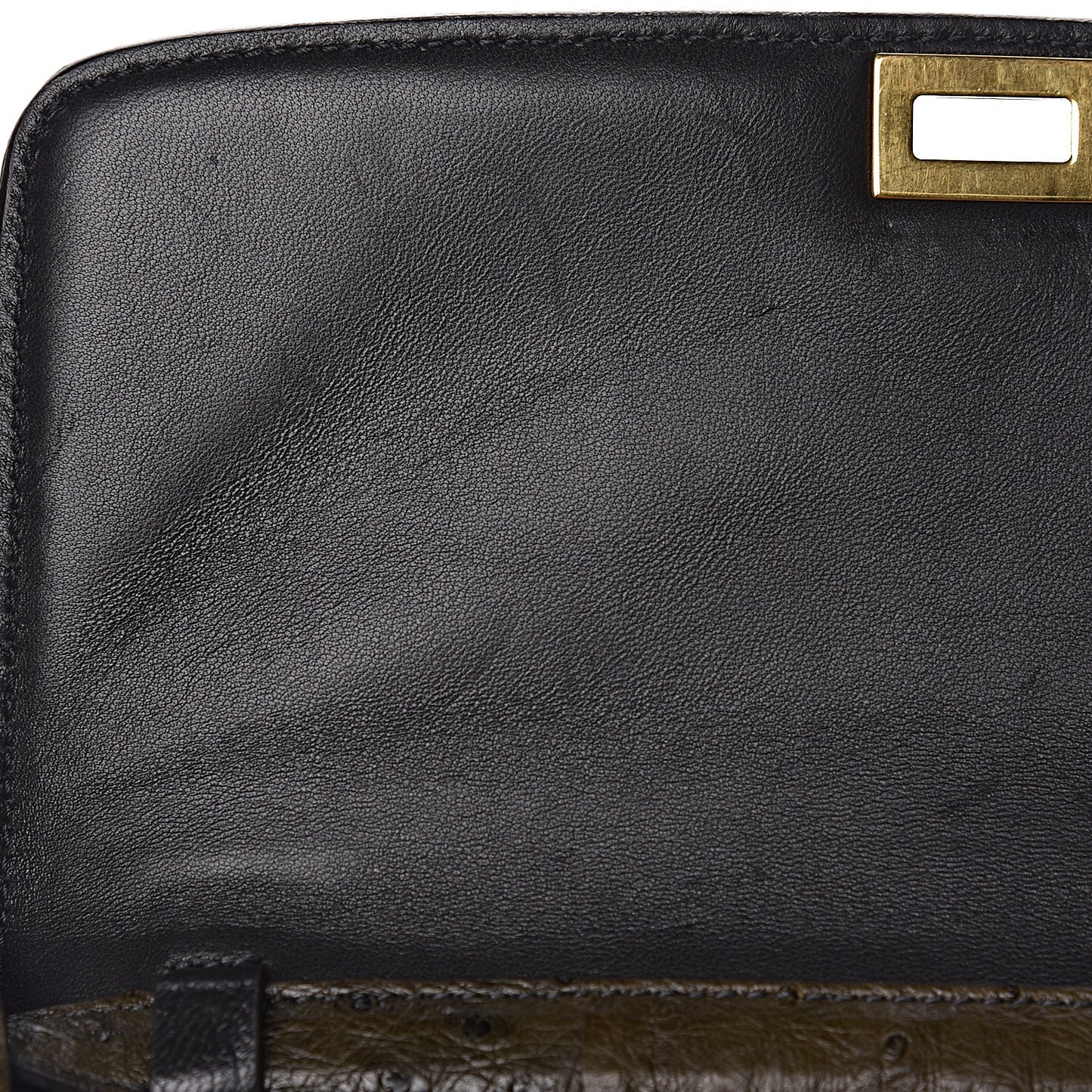 Ostrich Medium Classic Box Flap Bag Khaki