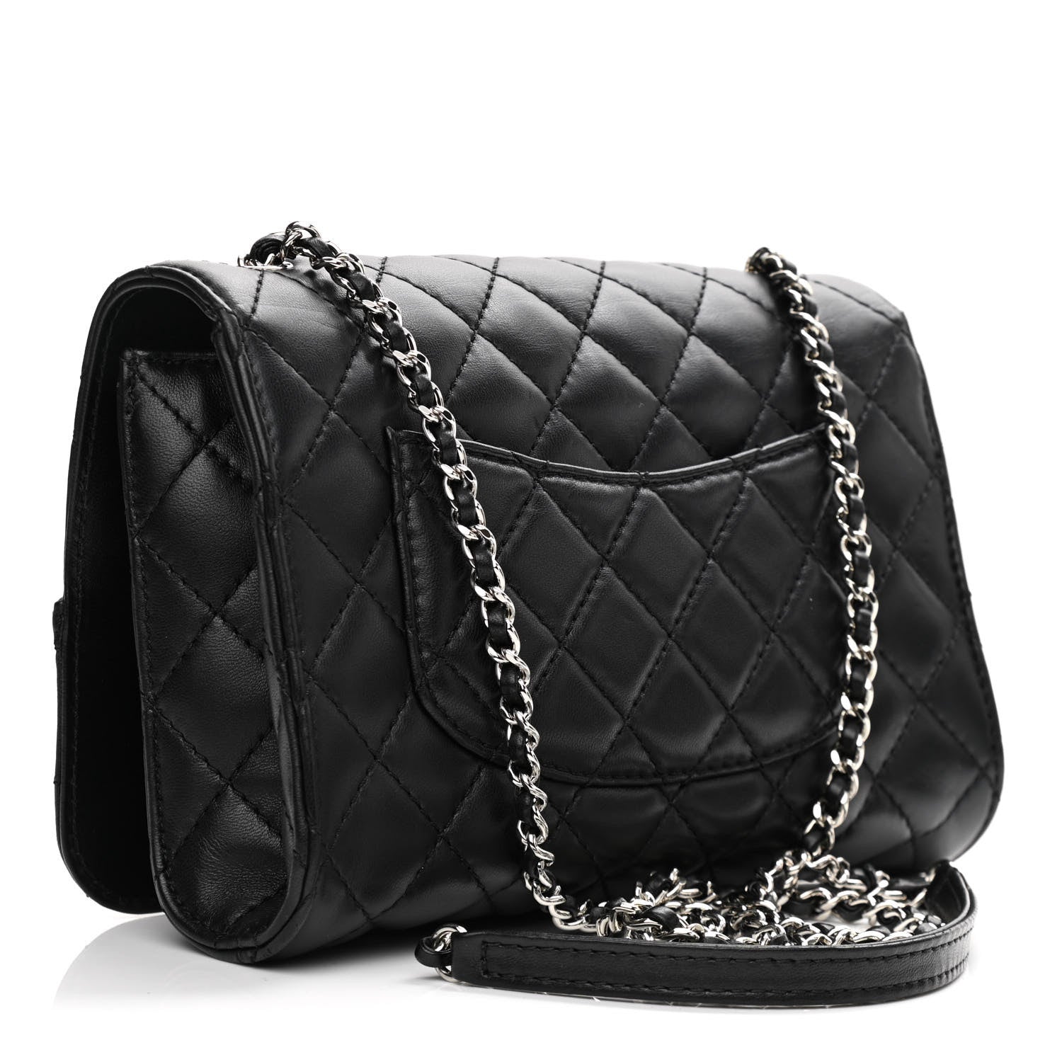Chanel Lambskin Quilted Kiss Lock Flap Bag Black 2 of 13