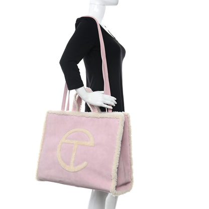 Telfar X UGG Suede Shearling Large Shopping Bag Pink 2 of 12
